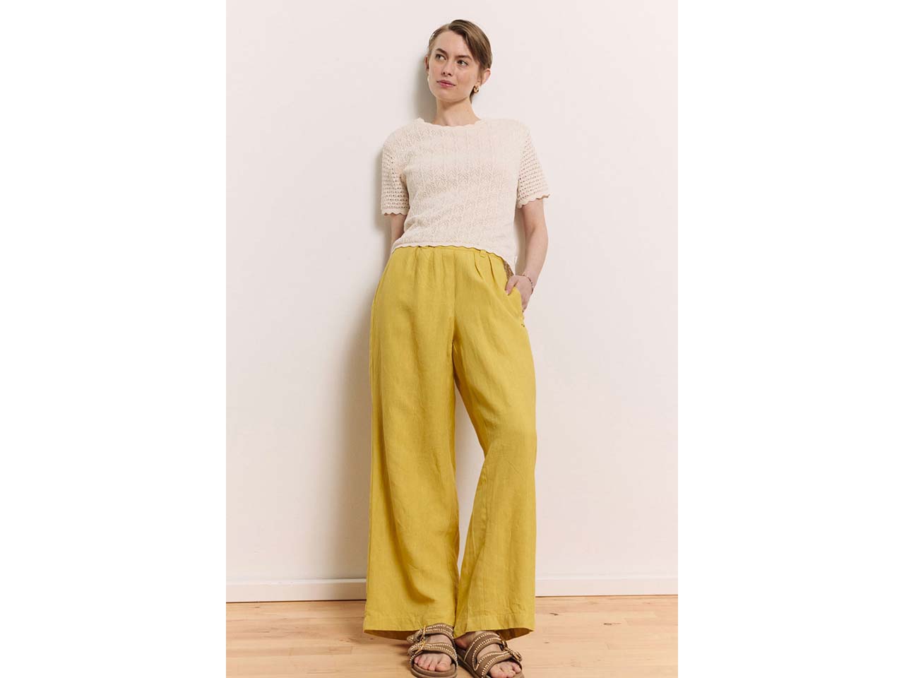 tranquillo Damen-Hose "Rooxy" aus Leinen mit Seitentaschen, mango mint, Gr. 40