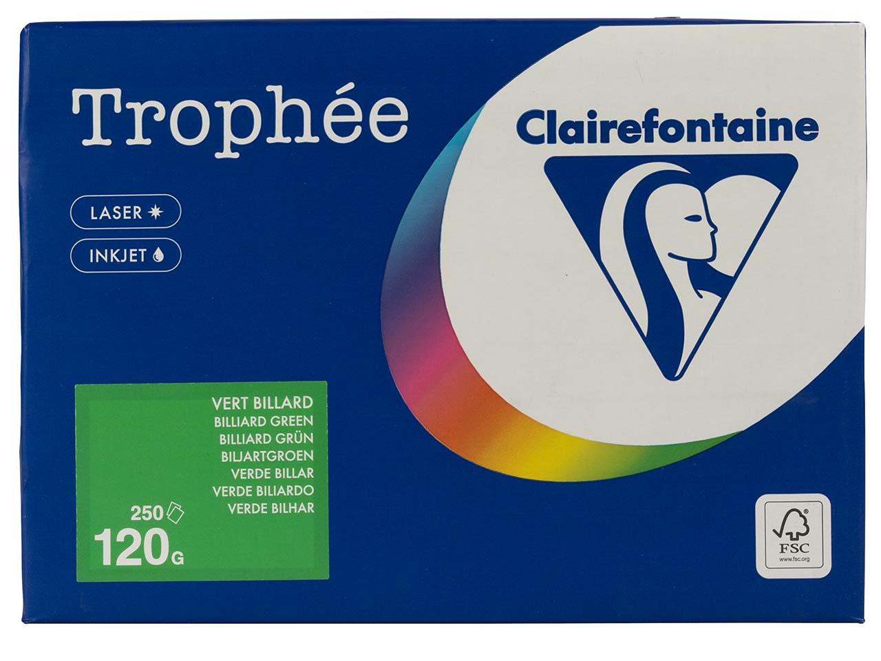 Clairfontaine Farbiges Kopierpapier "Trophee" 120 g/m², DIN A4, billiardgrün