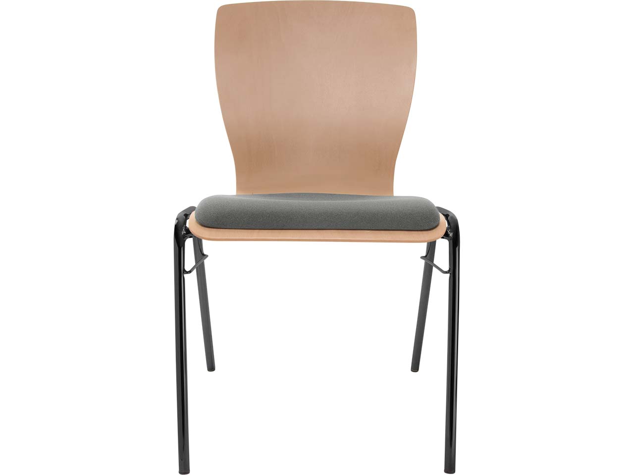 Besucherstuhl "A29" Buche, Gestell schwarz, Steg, Sitzpolster grau