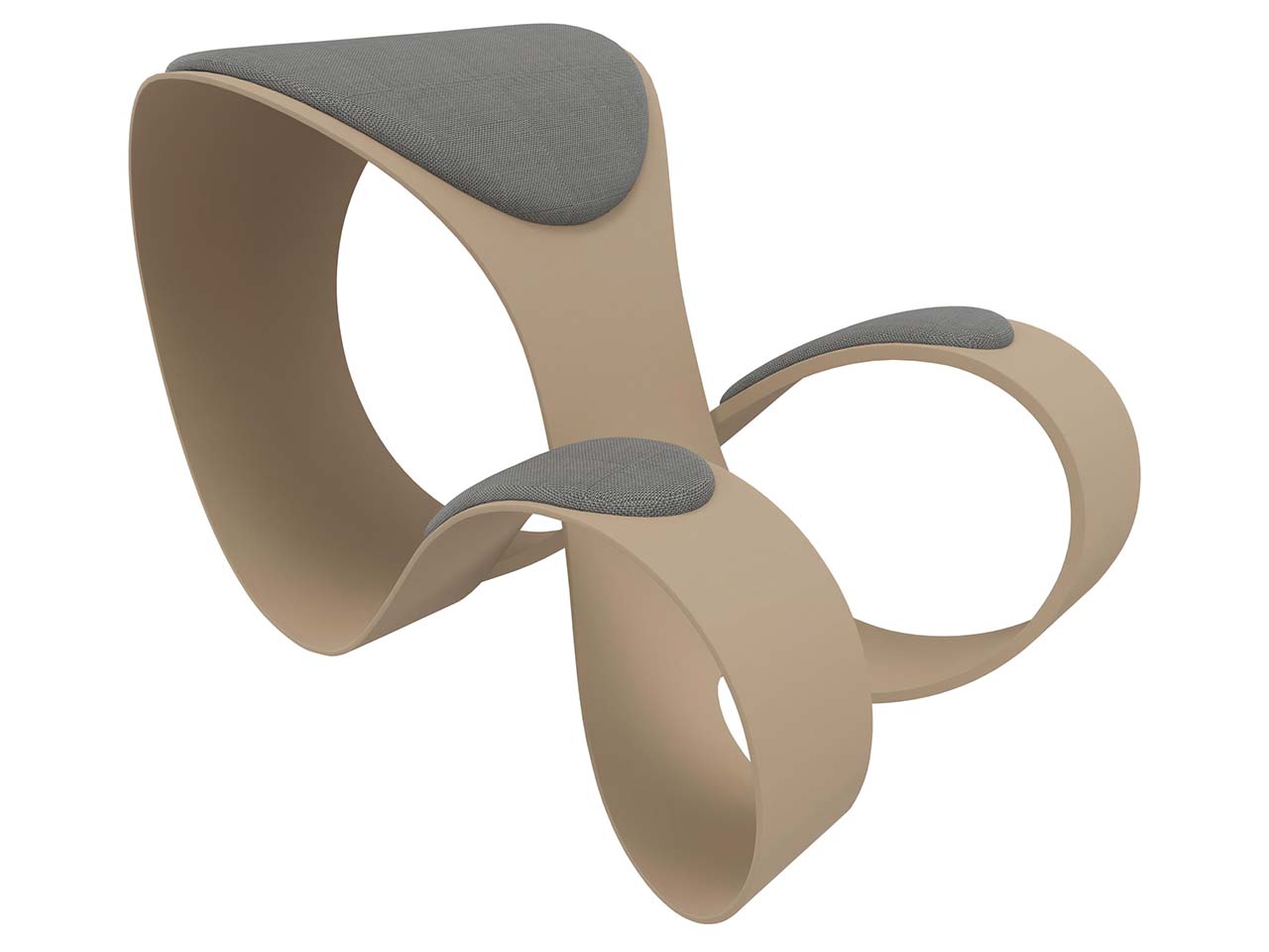 Quadrifoglio Kniehocker 'Moon' Gestell beige, Bezug grau