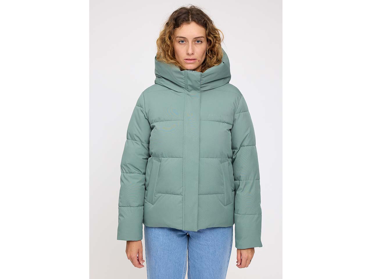 MAZINE Damen-Steppjacke "Basic Puffer" mit großer Kapuze, jade, Gr. XS