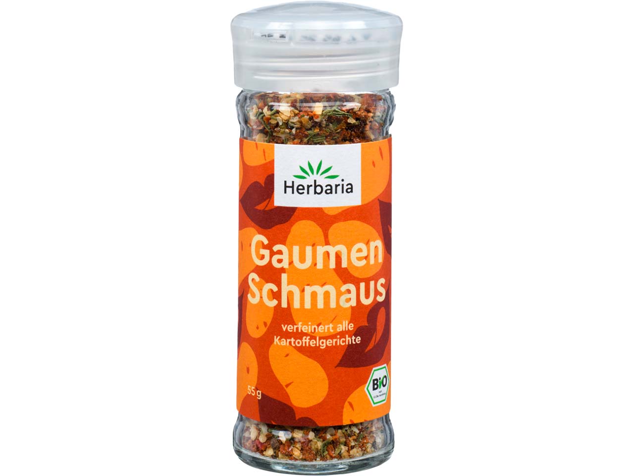 Herbaria Bio-Gewürzsalz "Gaumenschmaus" für Bratkartoffeln im Glasstreuer, 55 g