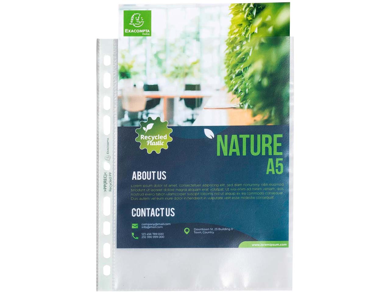 50 Exacompta Prospekthüllen "Forever" Recycling-PP, DIN A5, 60µ, genarbt