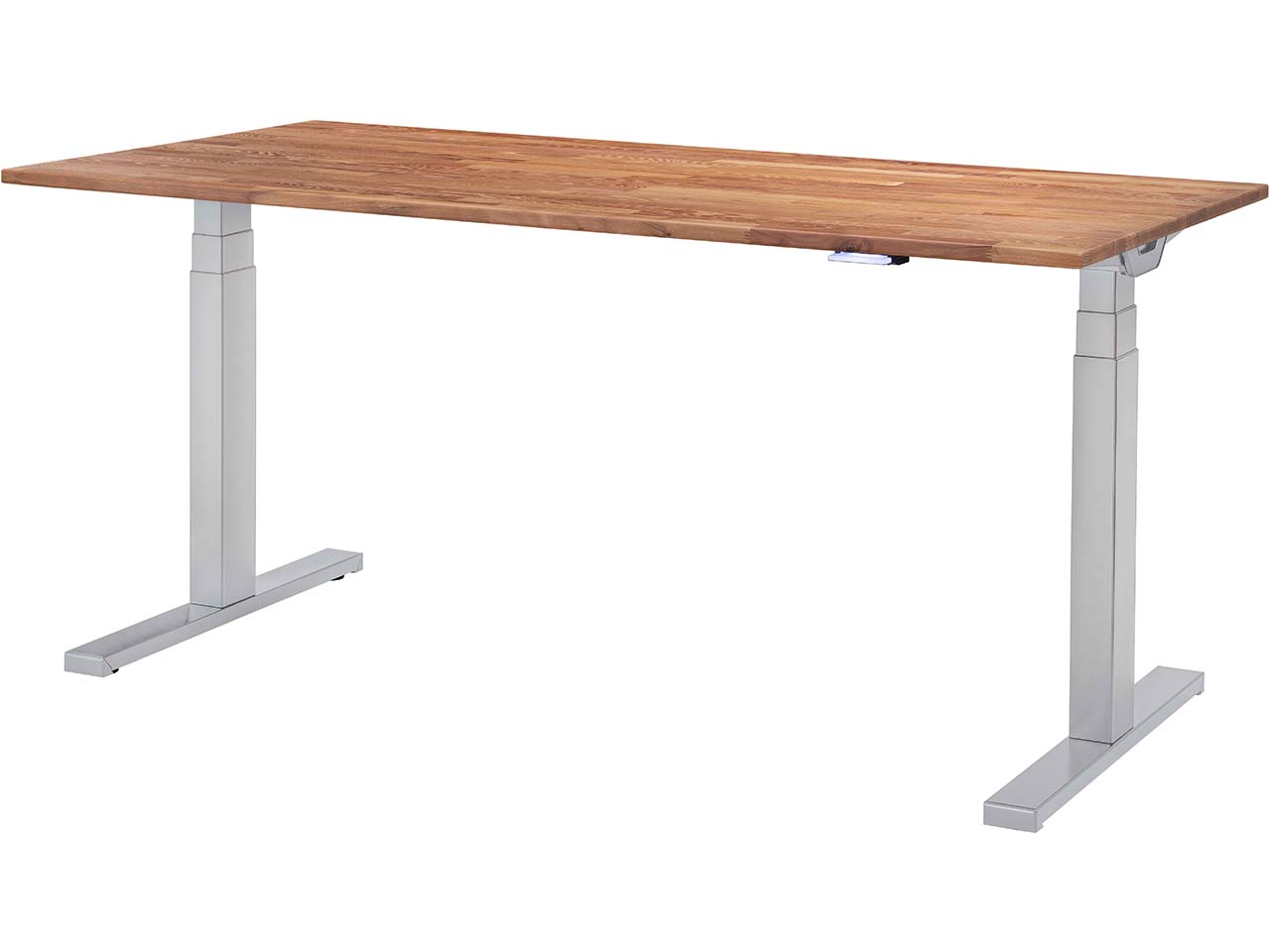 memo Höhenverstellbarer Schreibtisch "Sit-Up 3.0" silber, Robinie massiv, 120 x 70 cm