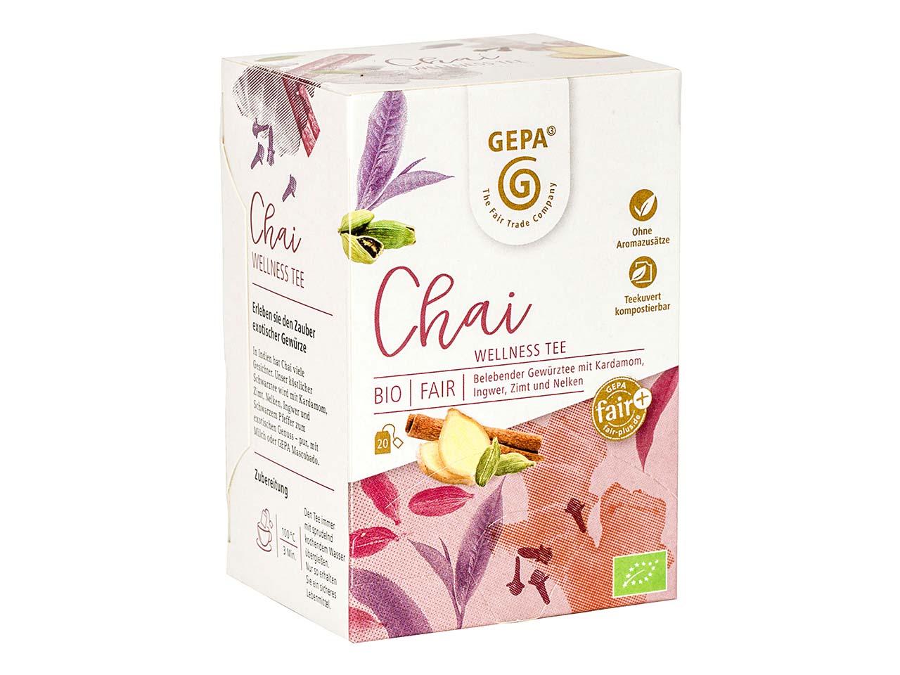 GEPA Schwarzer Bio-Tee Chai Wellness Tee, 20 x 1,7 g