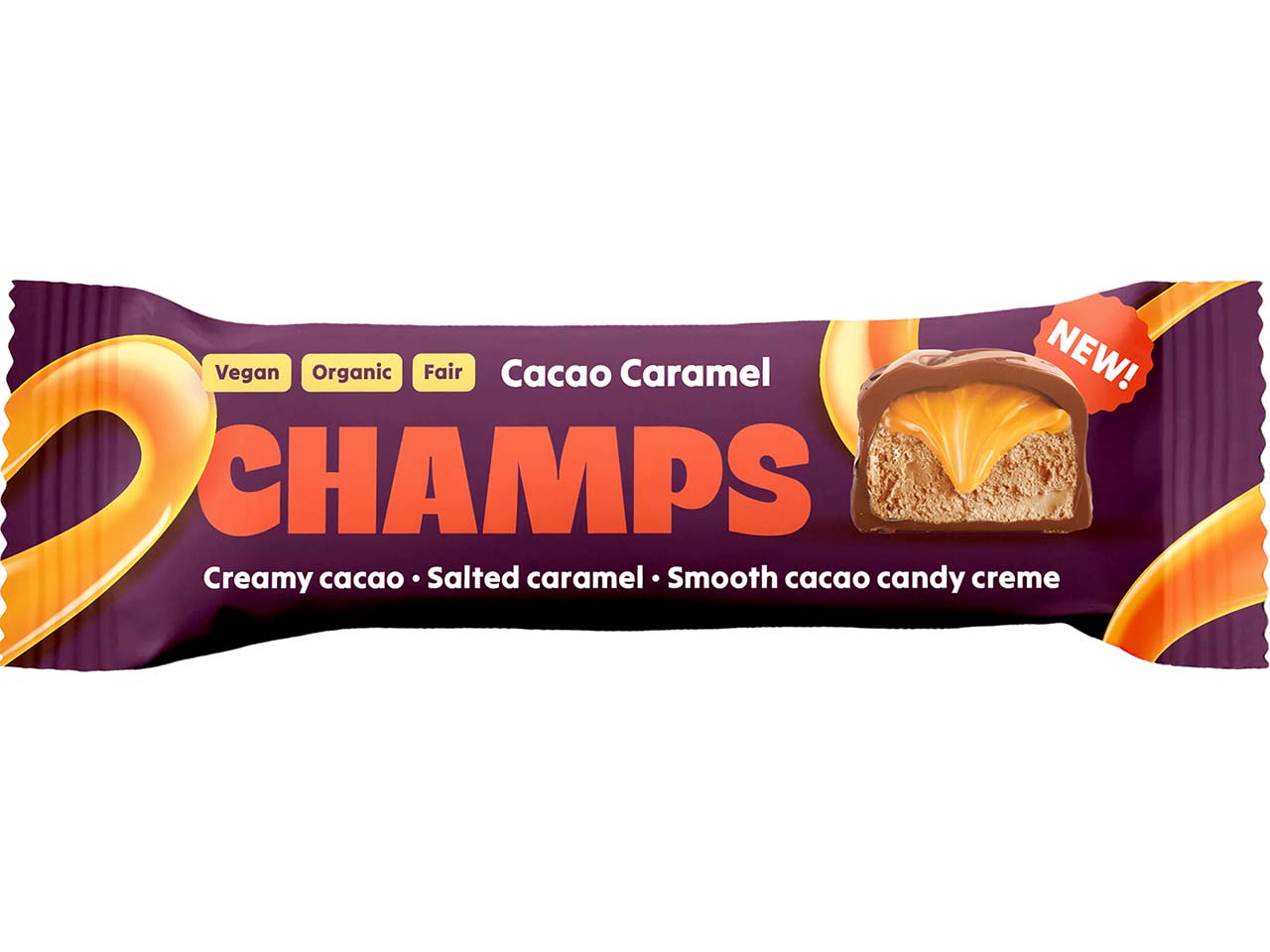 CHAMPS Bio-Schokoladenriegel "Cacao Caramel", vegan, 43 g