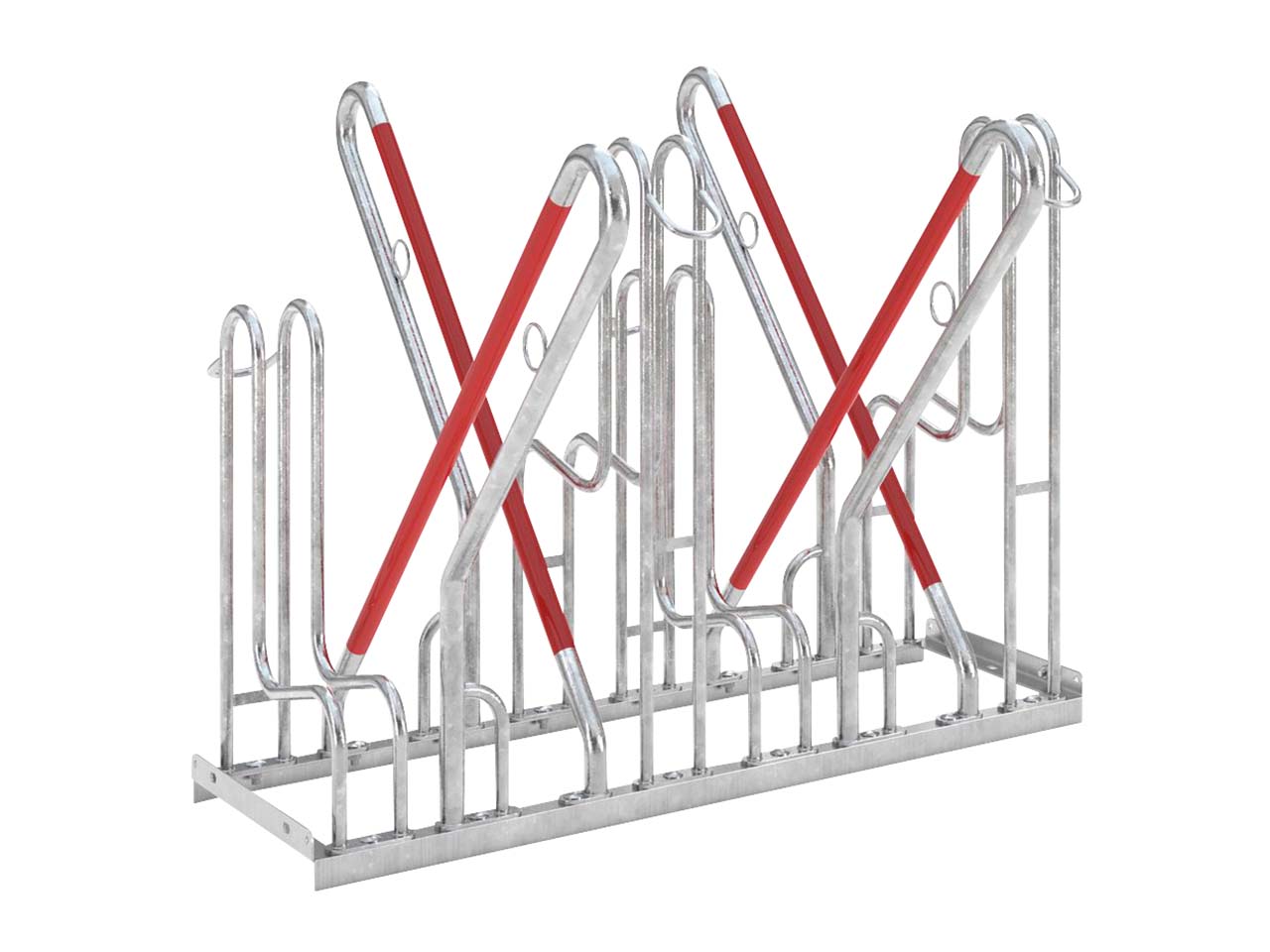 Fahrradständer "Anlehnparker 4500 XBF" verzinkt, 4 Einstellplätze (beidseitig)