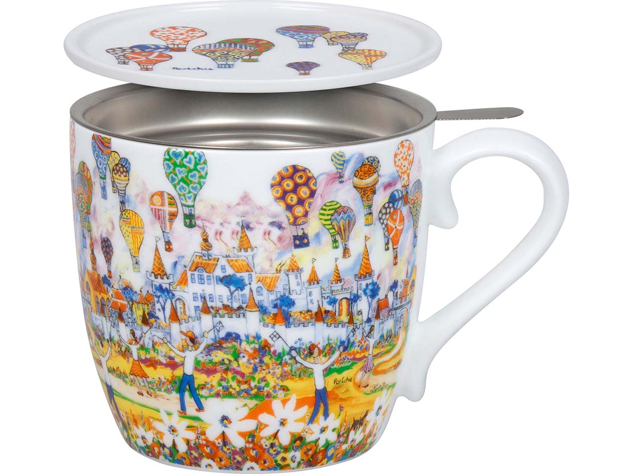 Könitz Tasse mit Sieb und Deckel "Hot Air Balloon" 425 ml
