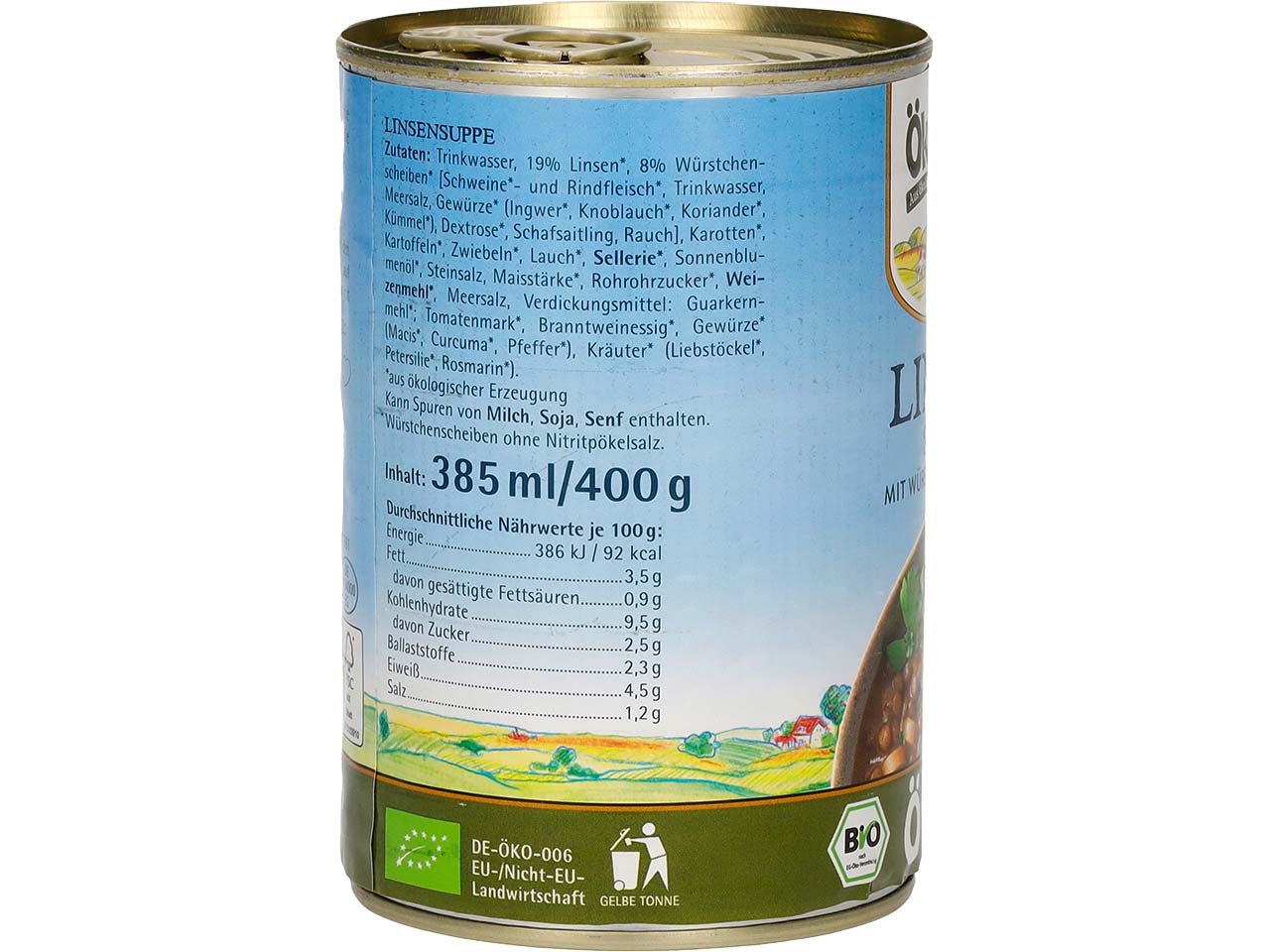 Ökoland Bio-Linsensuppe mit Würstchen, 400 g