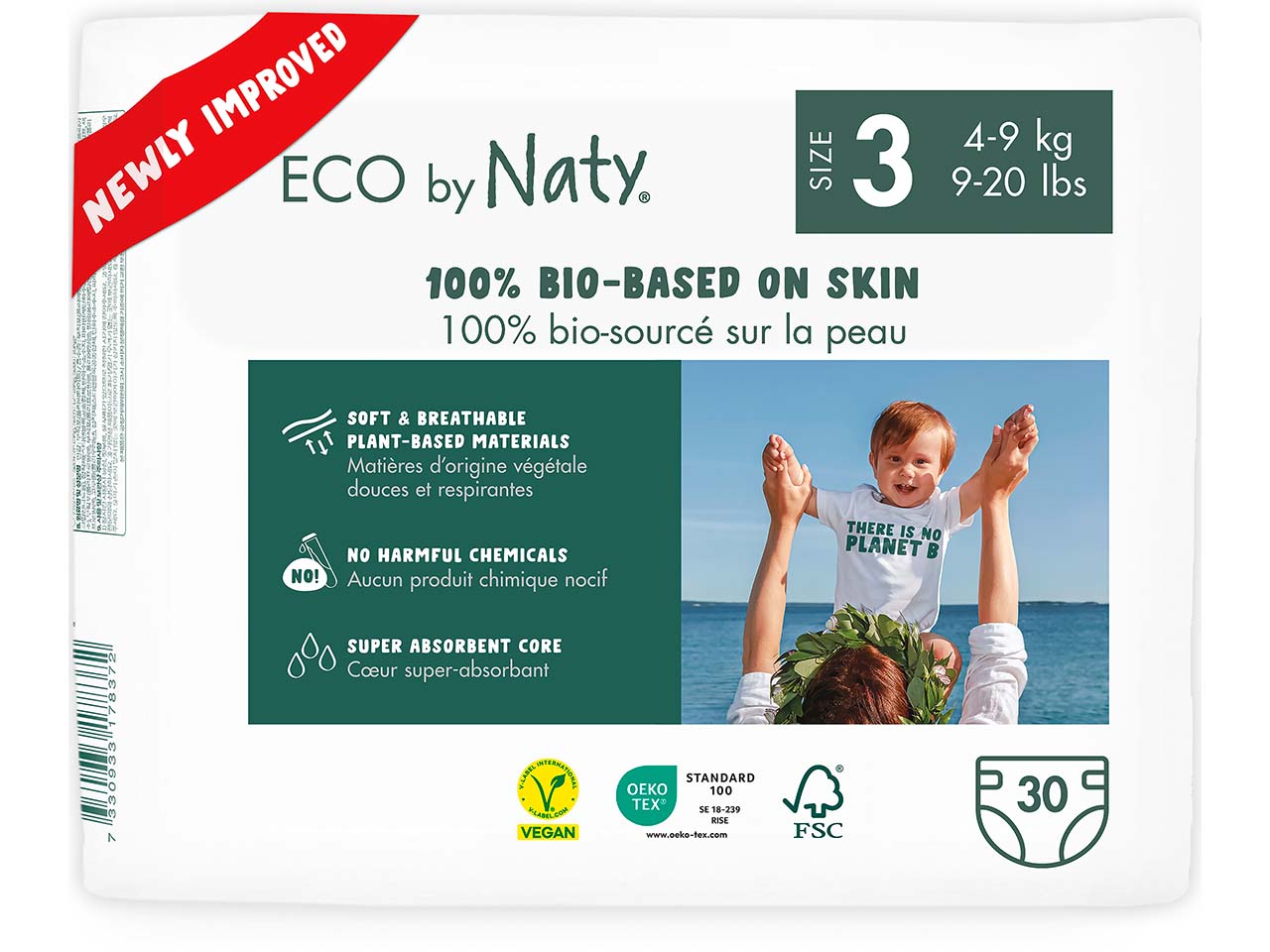 ECO by Naty Windel, Gr. 3 (4-9 kg), aus FSC-zertifiziertem Zellstoff, 30 Stk.