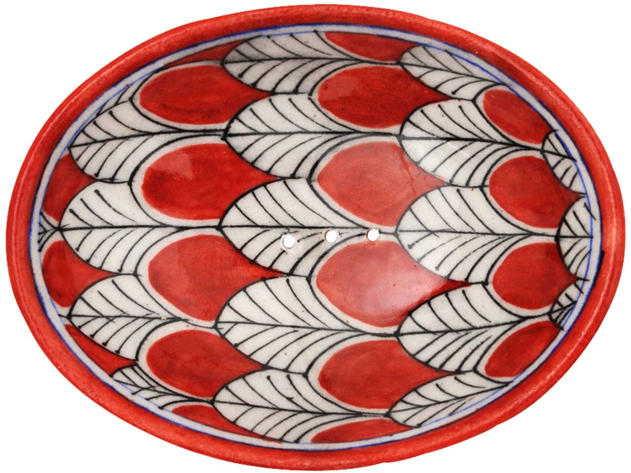 tranquillo Seifenschale "BLUE POTTERY" rot, aus Keramik, oval