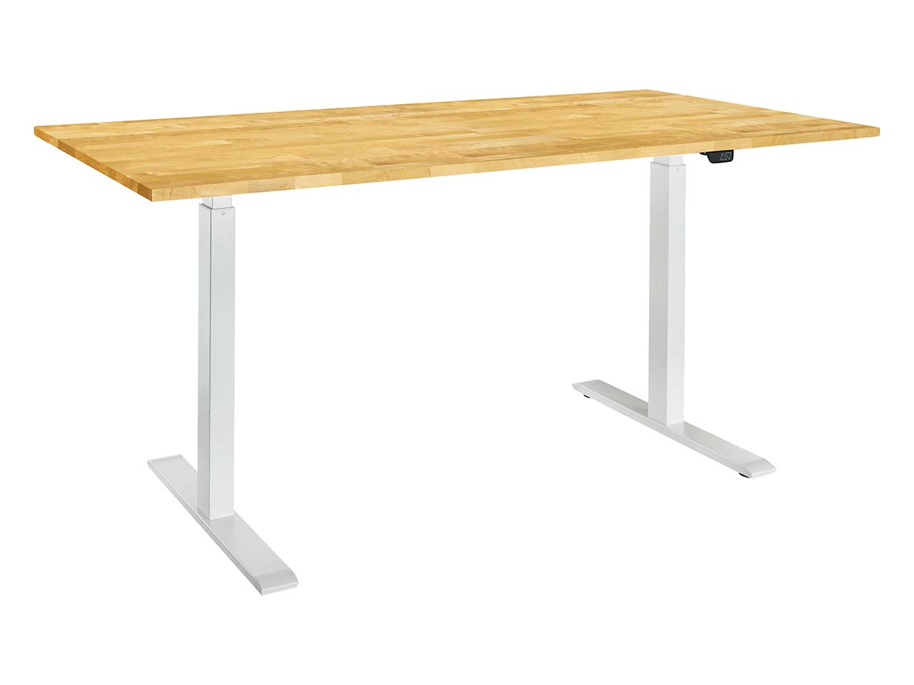 memo Höhenverstellbarer Schreibtisch "ON" weiß, Birke massiv, B 140 x T 60 cm