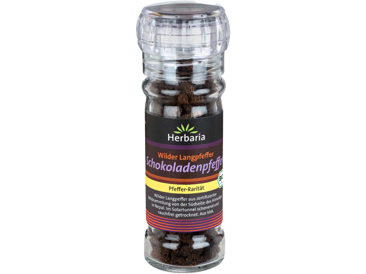 Herbaria Bio-Schokoladenpfeffer (Wilder Langpfeffer) in Glasmühle, 40 g