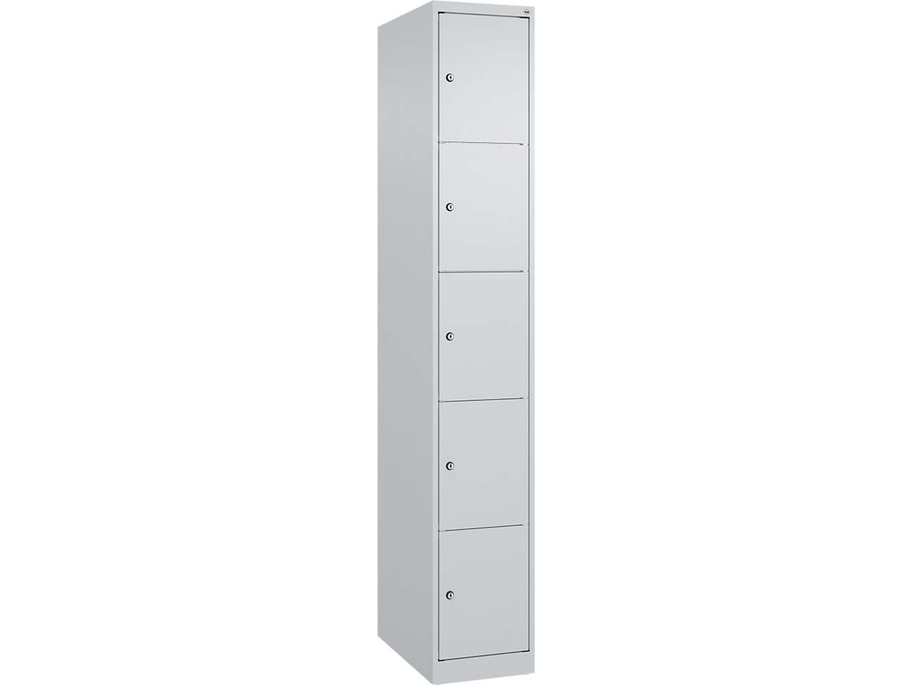 C+P Schließfachschrank Classic PLUS, 5 Fächer, 1850x300x500mm, Lichtgrau/Lichtgrau