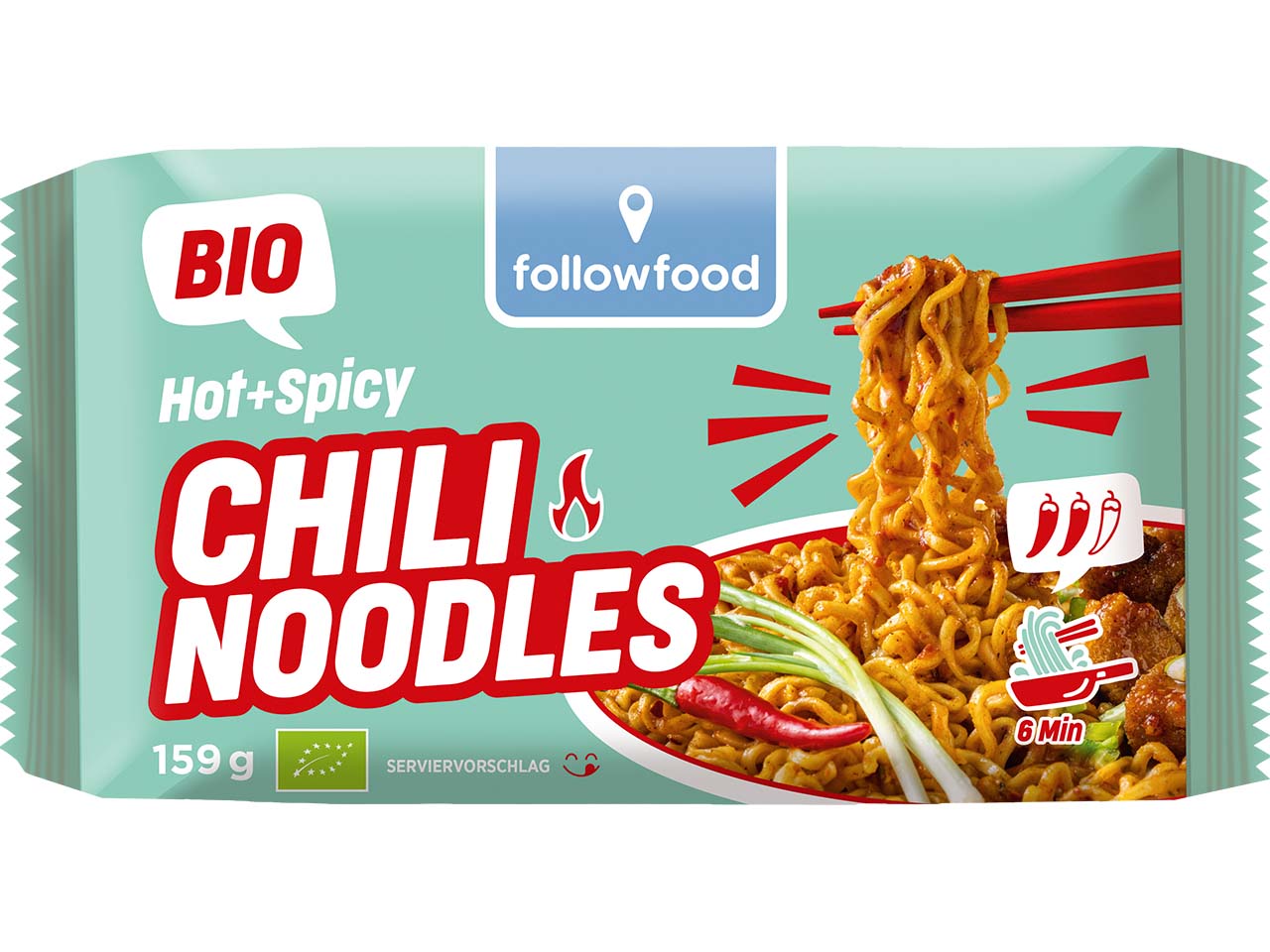 followfood Bio-Instant-Gericht Chili Nudeln "Hot + Spicy", 159 g