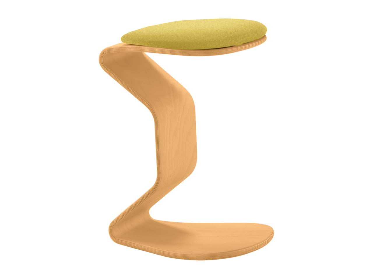 Bewegungshocker "Ercolino medium" mit flachem Sitz, Buche, gelb