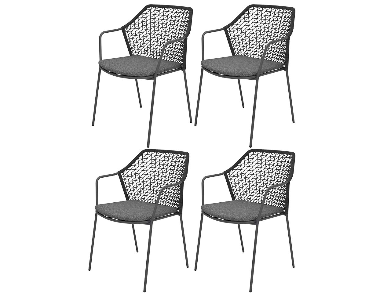 4er-Set Gartenstuhl "Burano" mit Sitzkissen, anthracite