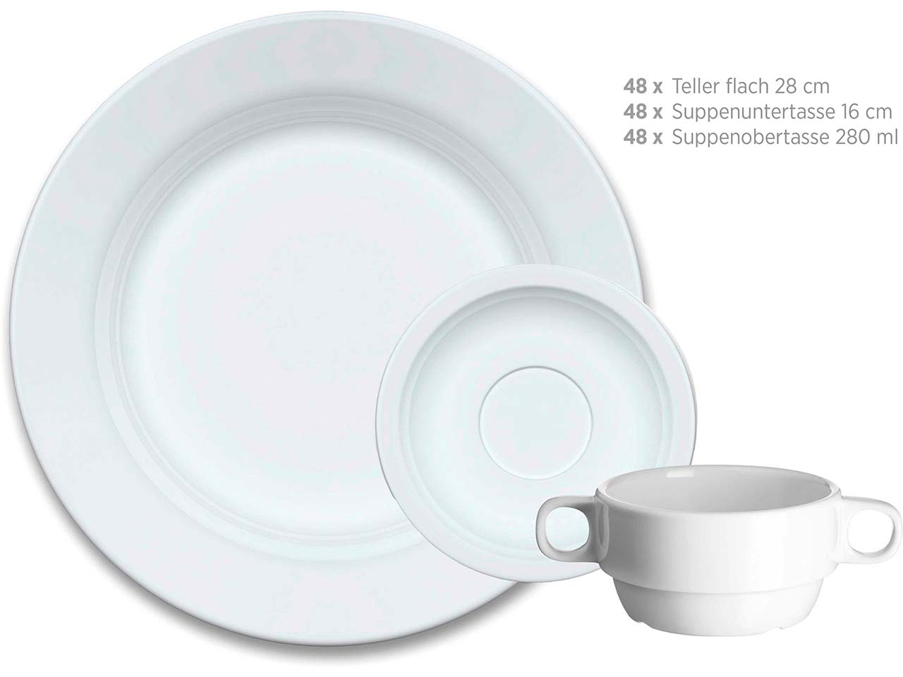 Mäser Geschirrset 144-tlg. "Marina" Porzellan, weiß
