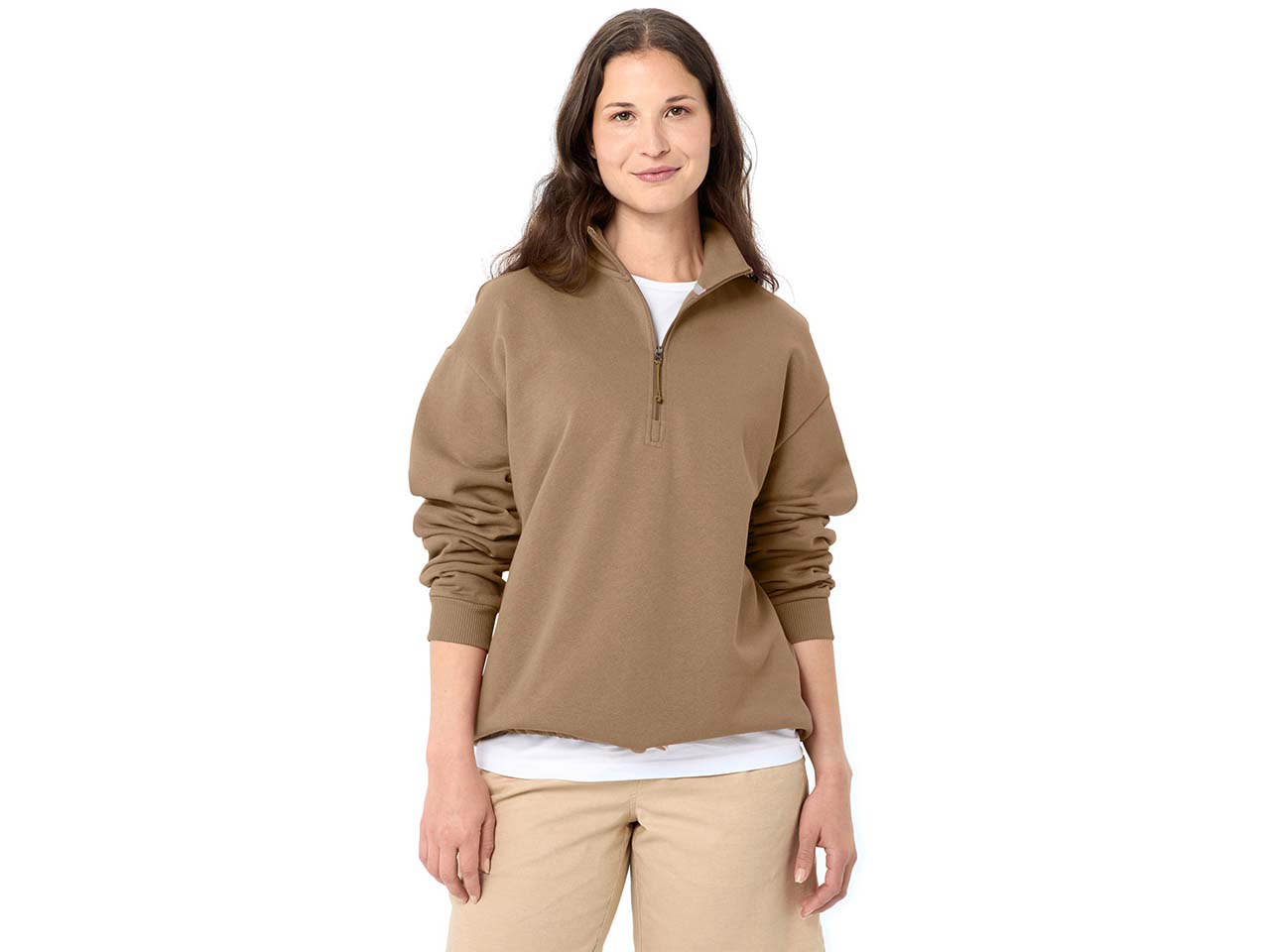 VAUDE Bio-Damen-Half-Zip-Pullover 'Redmont' weit geschnitten, oat, Gr. 38