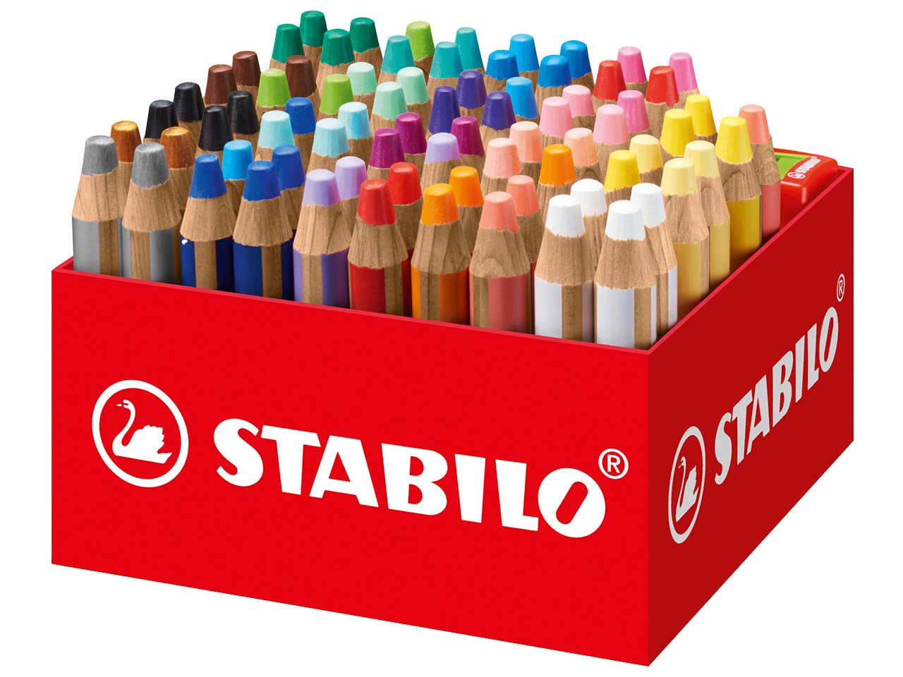 STABILO Multitalentstift 'woody' 3 in 1 Box XL, 76 Stk. in 24 Farben + 4 Spitzer