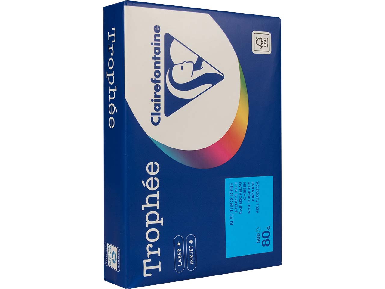 Clairfontaine Farbiges Kopierpapier "Trophee" 80 g/m², DIN A4, karibikblau