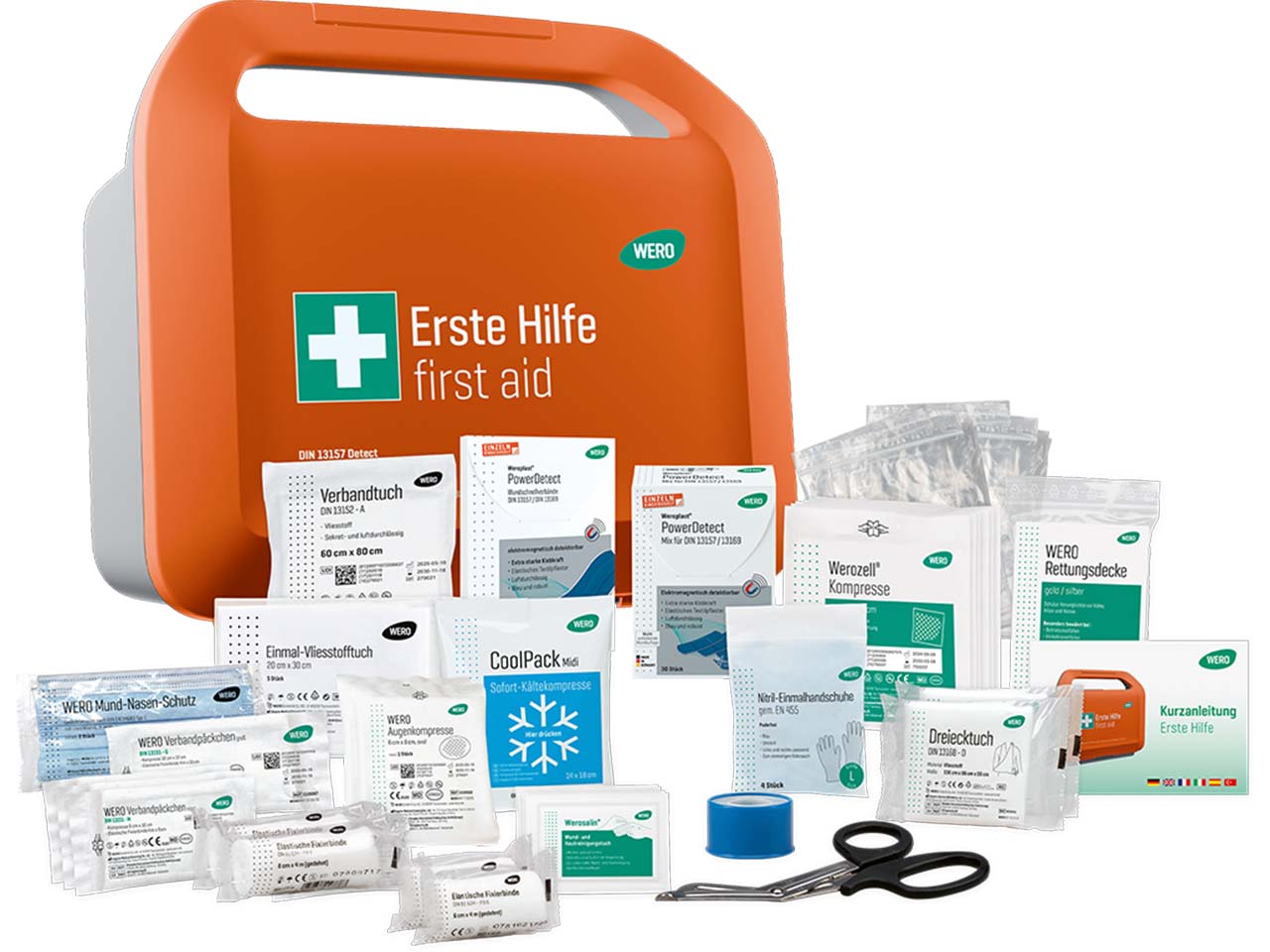 WERO Erste-Hilfe-Koffer "Smart Case" DIN 13157, klein, detektierbar, inkl. Wandhalterung