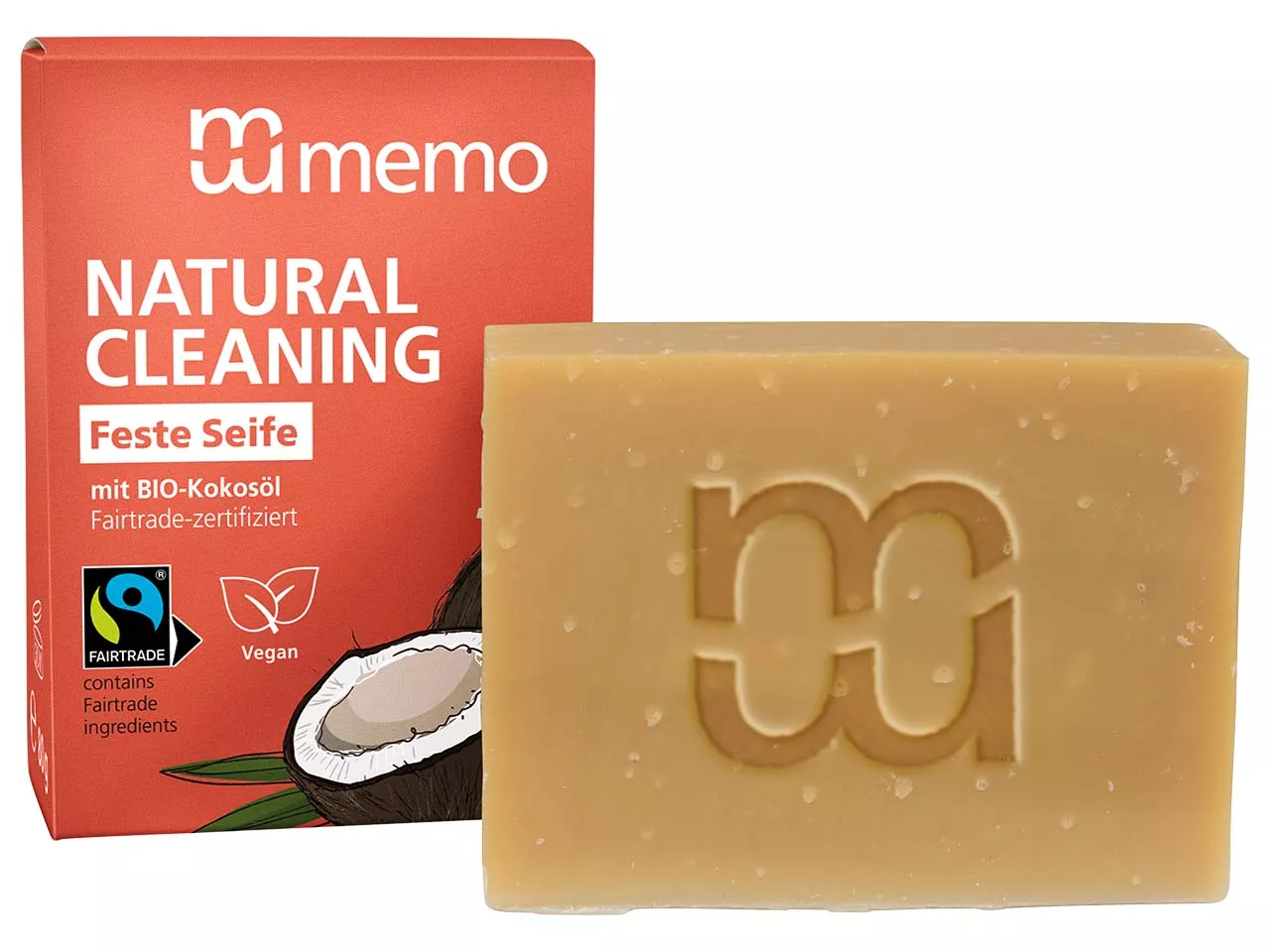 memo Feste Seife 'NATURAL CLEANING' mit Bio-Kokosöl, 80 g