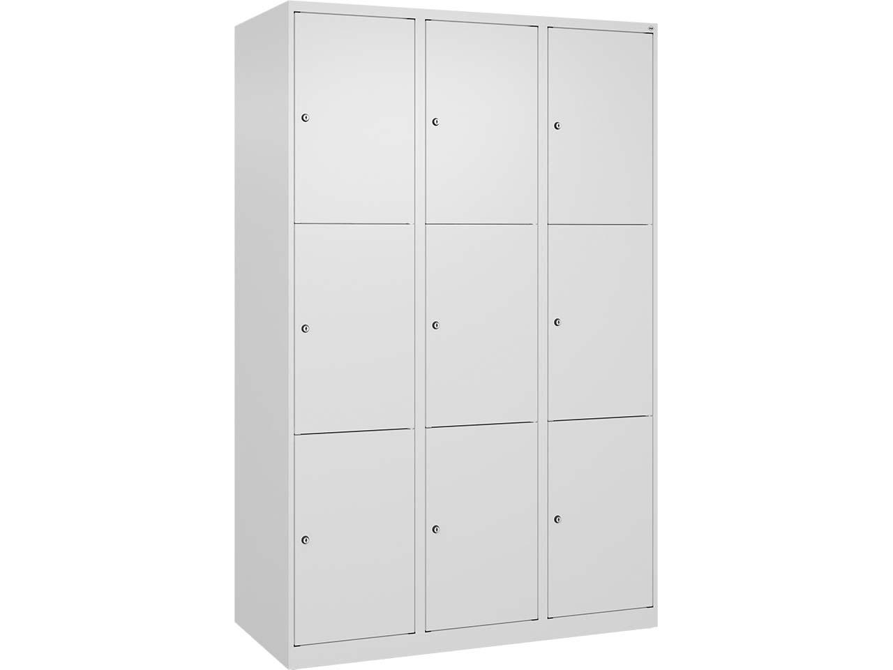C+P Schließfachschrank Classic PLUS, 9 Fächer, 1850x1200x500mm, Verkehrsweiß/Verkehrsweiß