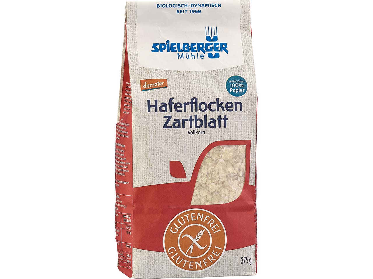 Spielberger Mühle Bio-Haferflocken Zartblatt, glutenfrei, 375 g