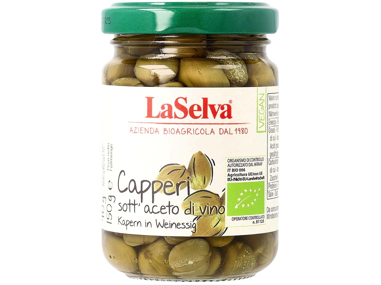 LaSelva Bio-Kapern in Weinessig, 150 g