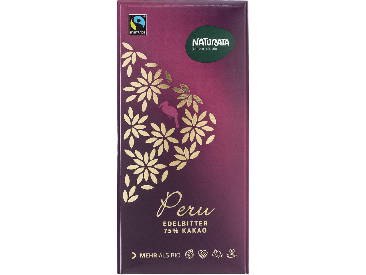 NATURATA Bio-Edelbitter-Schokolade "Peru" 75 % Kakao, 100 g