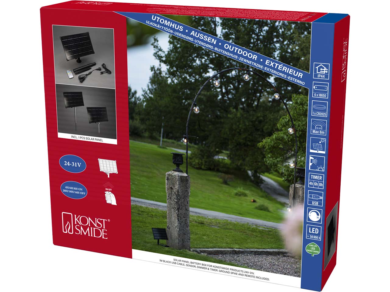 Konstsmide Solarpanel mit Akku, für Lichterketten, groß