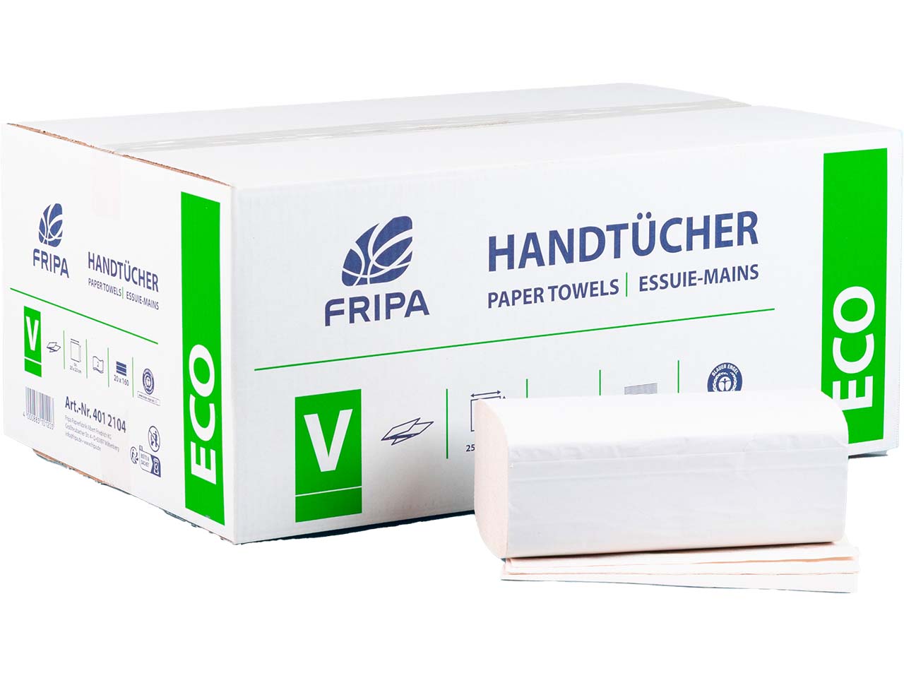 Fripa 3200 Papierhandtücher, 25 x 23 cm, 2-lagig, natur, V-Falz