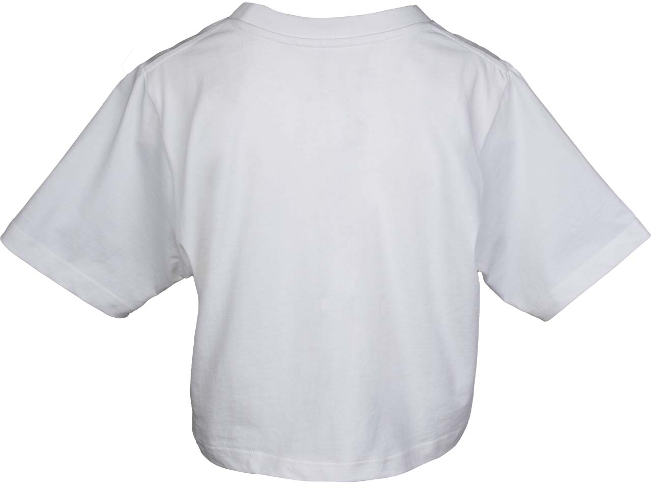 MELA Bio-Damen-T-Shirt "JOSHNA" mit Ping-Pong-Stickerei, weiß, cropped, Gr. S