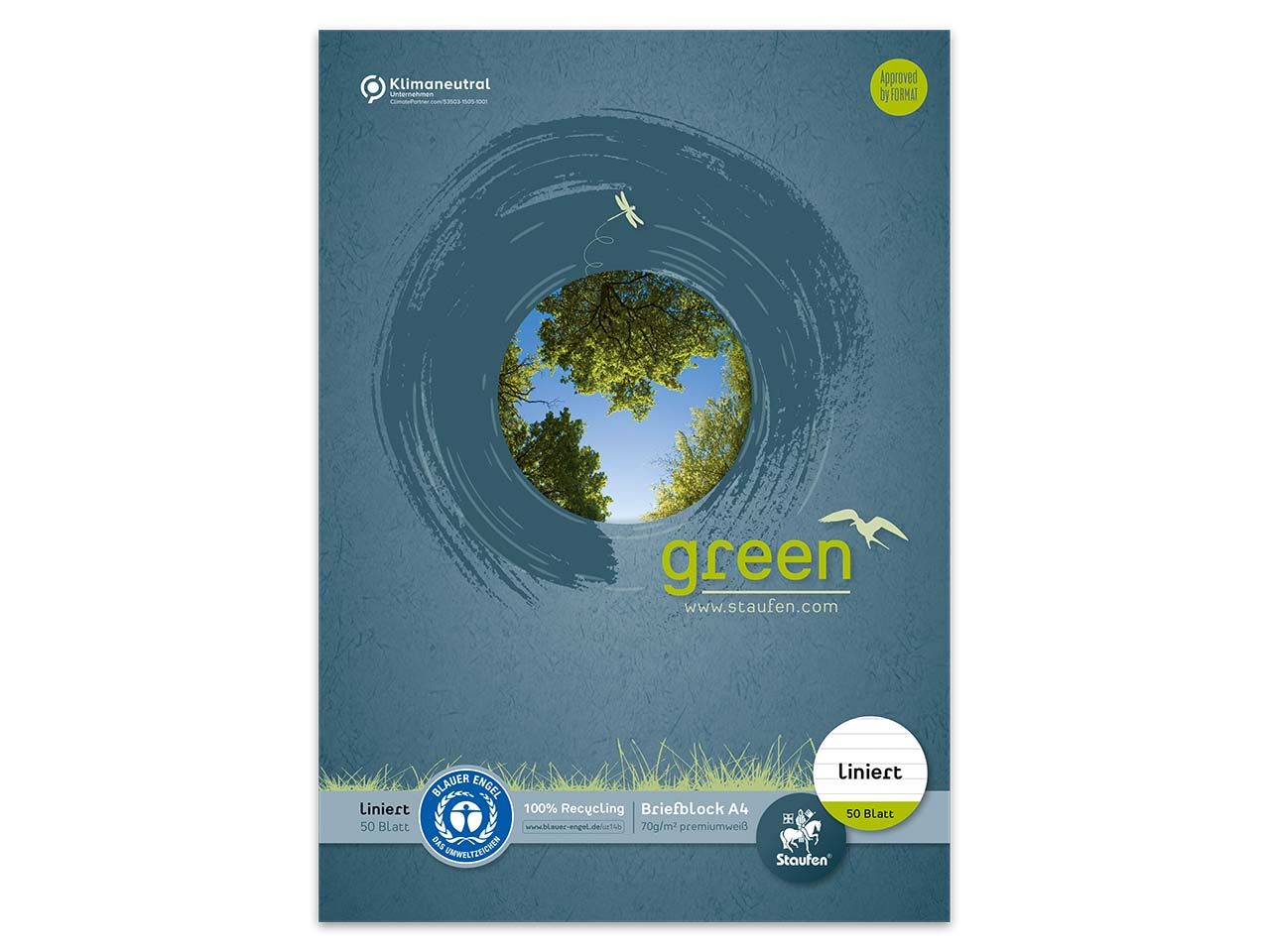 Staufen Schreibblock 'green' DIN A4 liniert, 50 Blatt, 70 g/m²