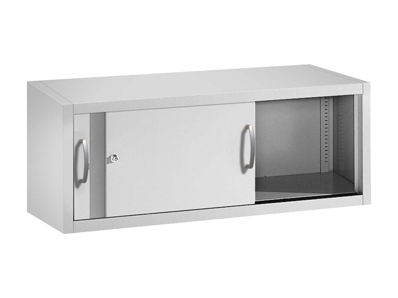 Aufsatzschrank  für Schiebetürenschränke aus Stahl 120 cm breit lichtgrau  T 40  H 50