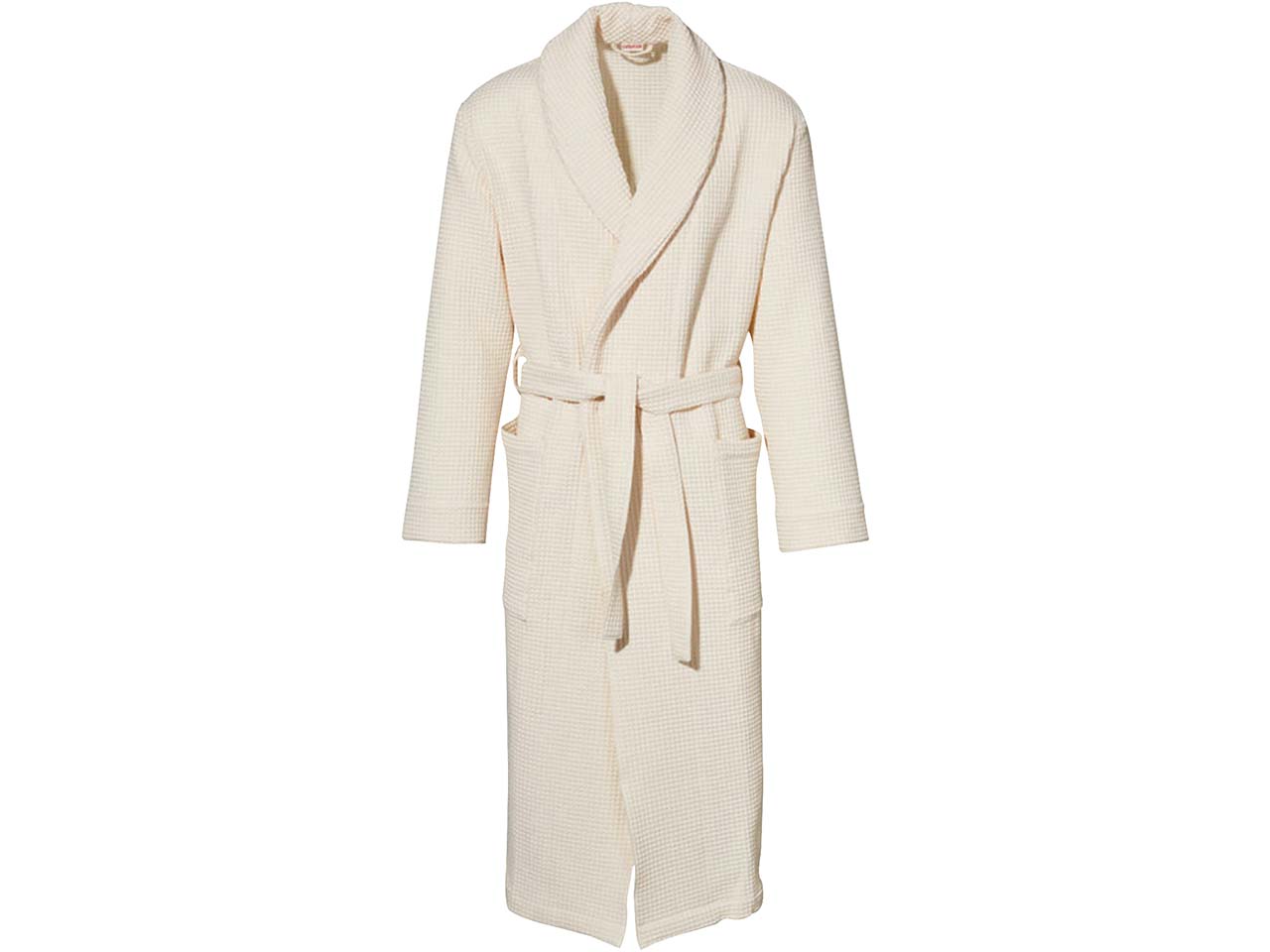 Cotonea Waffelpikee Bademantel aus Bio-Baumwolle, Gr. L, natur