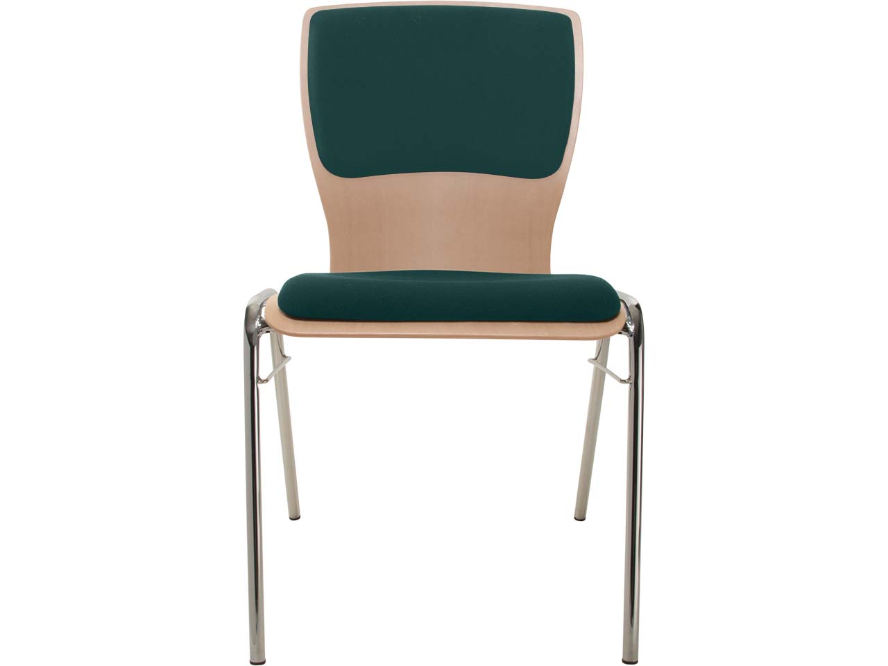 Besucherstuhl "A29" Buche lackiert, Gestell verchr., Steg, Sitz- und Rückenpolster dunkelg