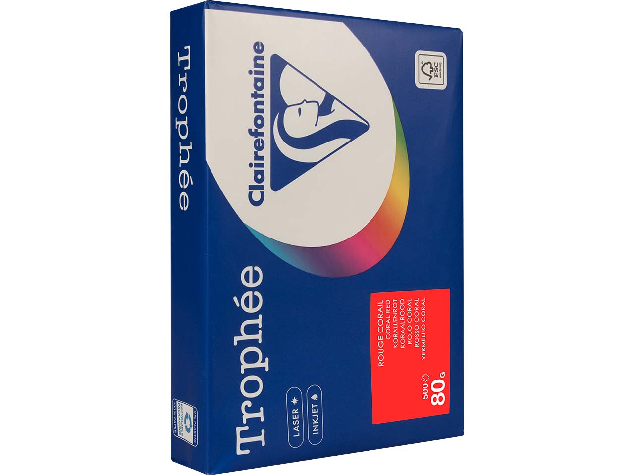 Clairfontaine Farbiges Kopierpapier "Trophee" 80 g/m², DIN A4, korallenrot