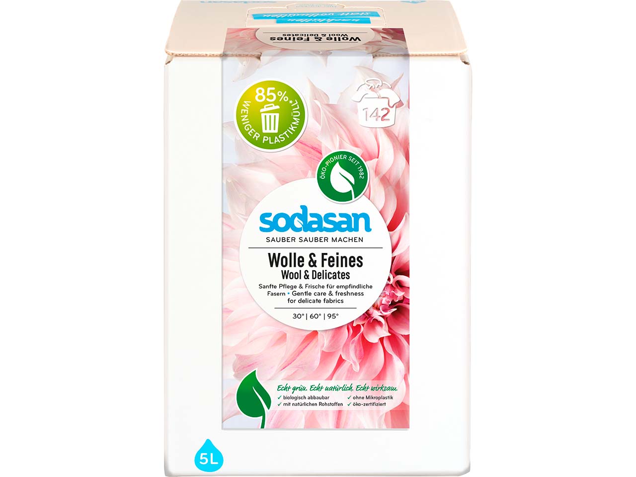 Sodasan Waschmittel 'Wolle und Feines', Nachfüllung, Bag in Box, 5 l