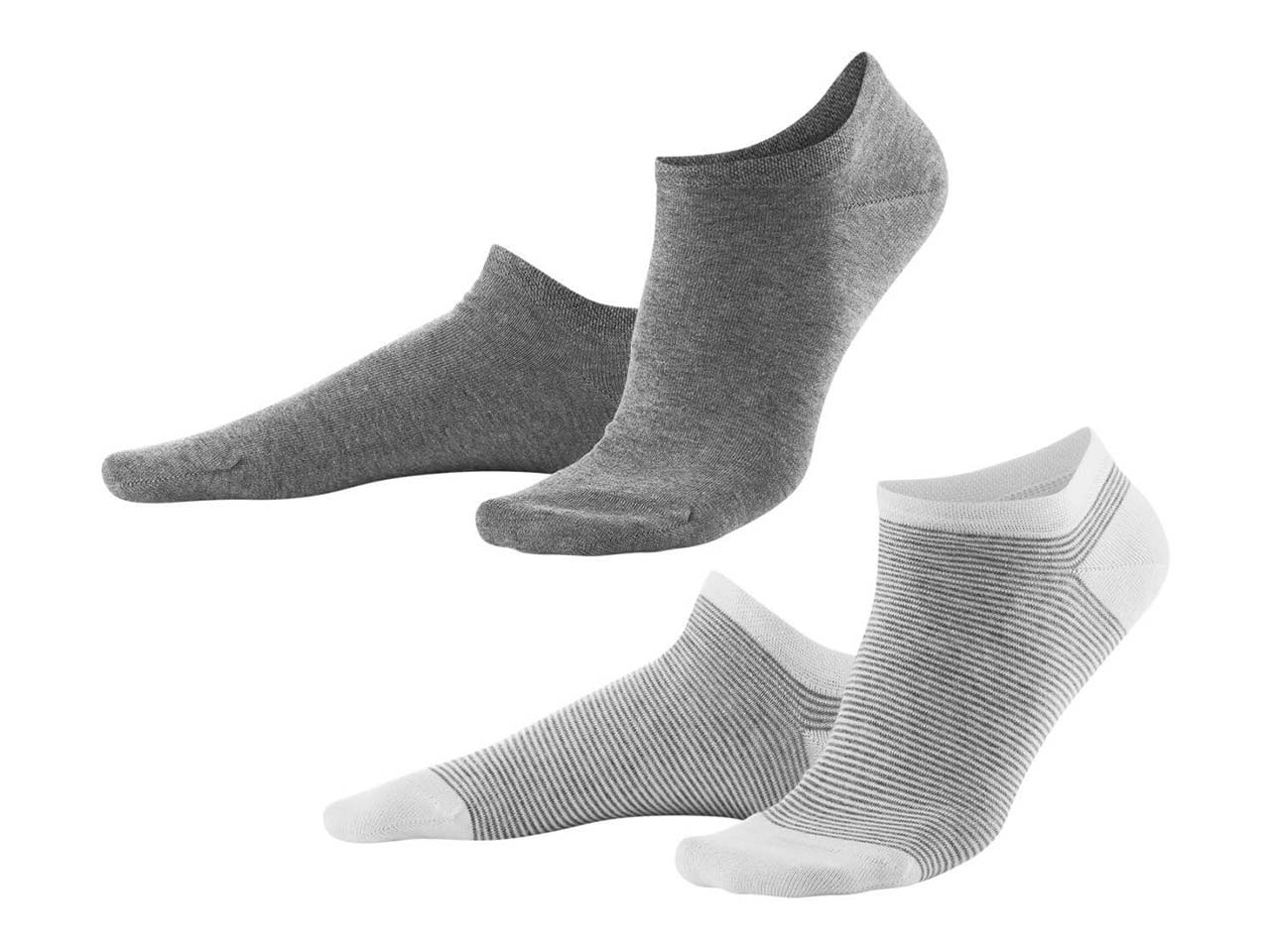 2er-Pack Living Crafts Bio-Damen-Sneaker-Socken "Abby" stone grey melange, Gr. 39/42