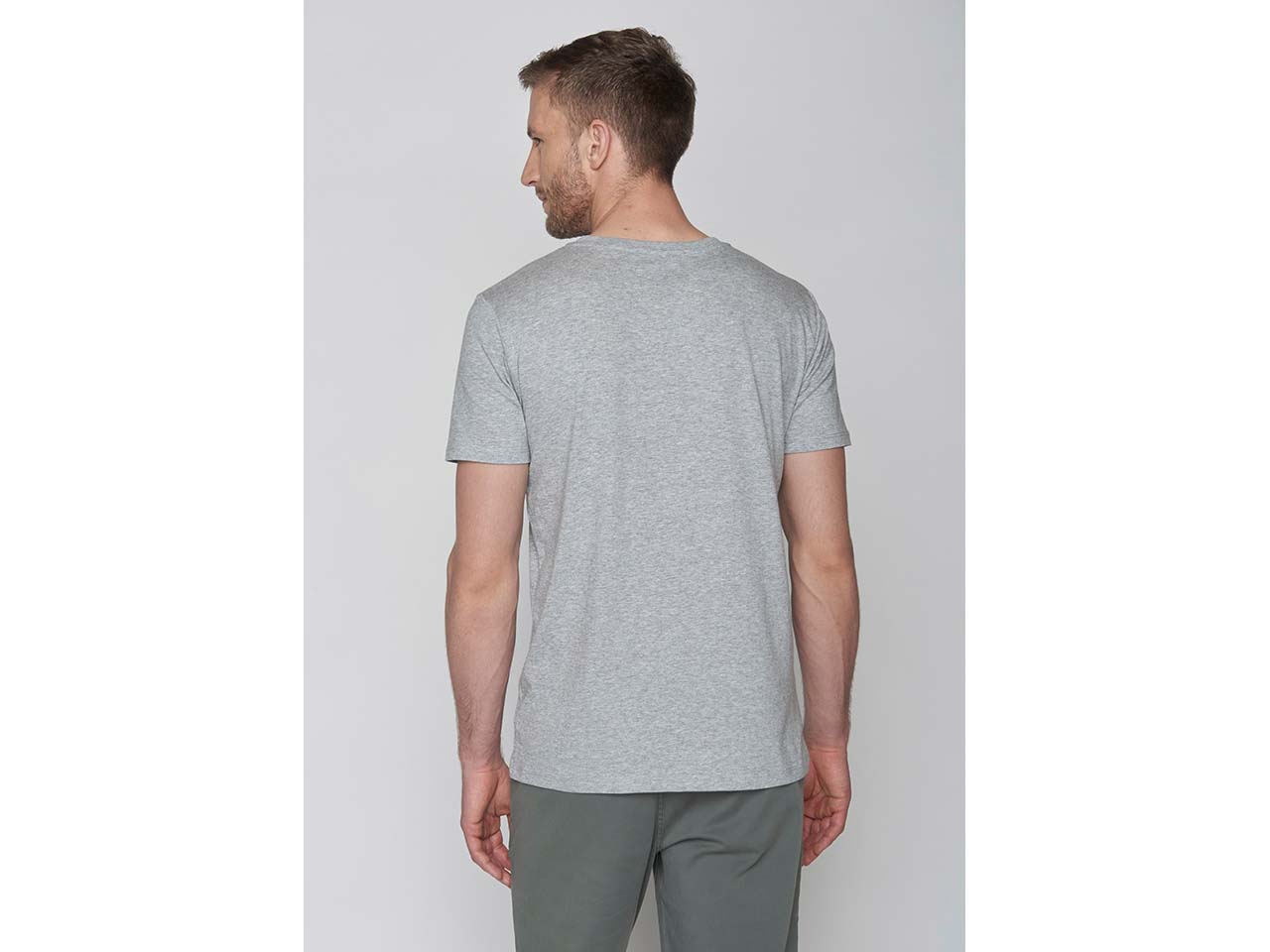 GREENBOMB Bio-Herren-T-Shirt "Discover" mit Rundhalsausschnitt, heather grey, Gr. M