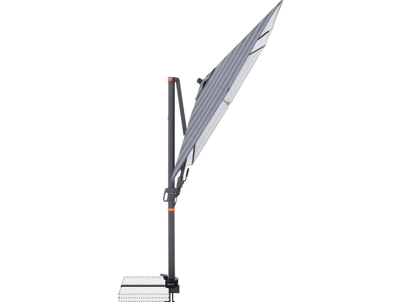 doppler Pendelschirm "myZone AX" 210 x 210 cm, Blockstreifen anthrazit
