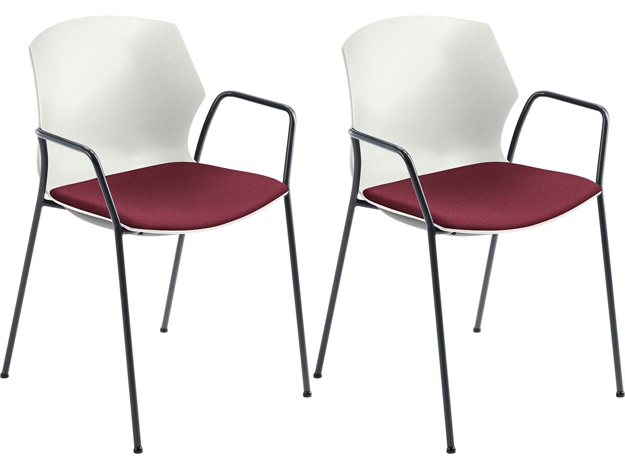 2x Besucherstuhl "2511" weiß, mit Armlehnen, rotviolett