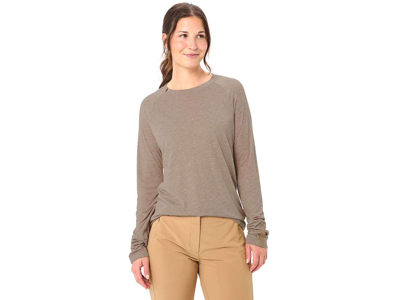 VAUDE Damen-Langarmshirt 'Skomer III' mit Rundhalsausschnitt, oat, Gr. 36