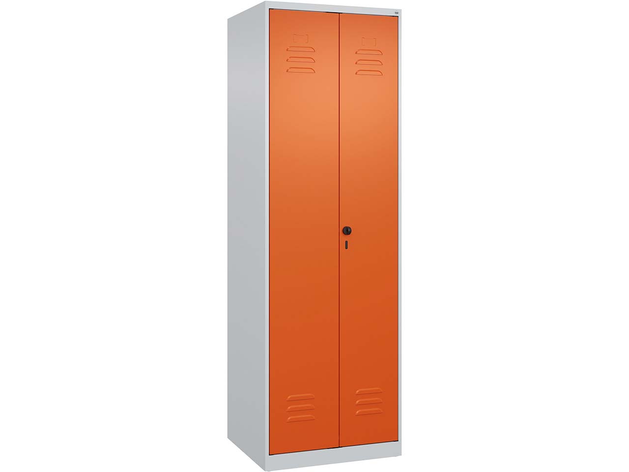 C+P Wäsche-Spind Classic PLUS, 2 Abteile, 1850x600x500mm, Lichtgrau/Reinorange