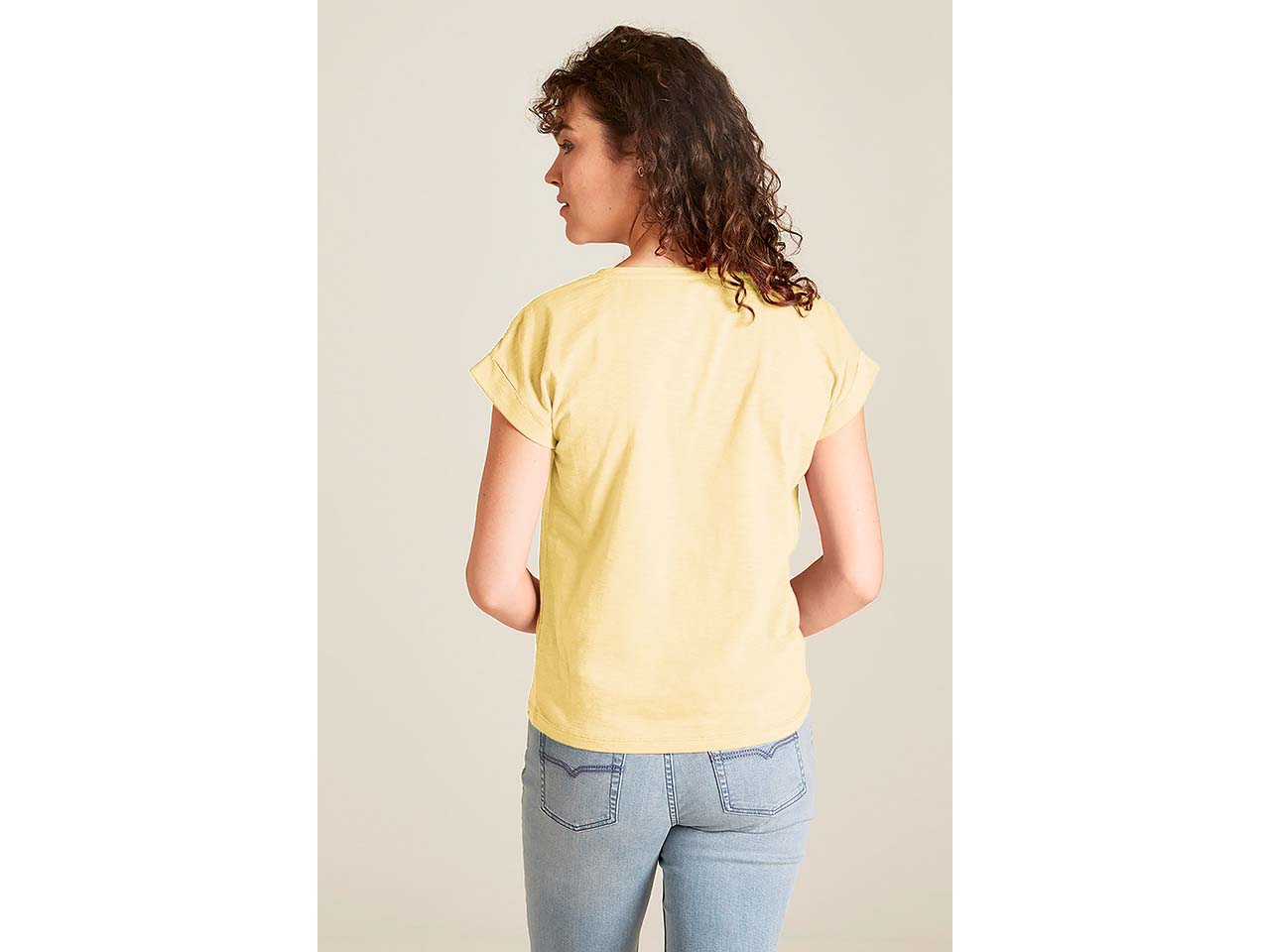 tranquillo Bio-Damen-T-Shirt mit Roll-Up-Ärmel, lemon, Gr. S