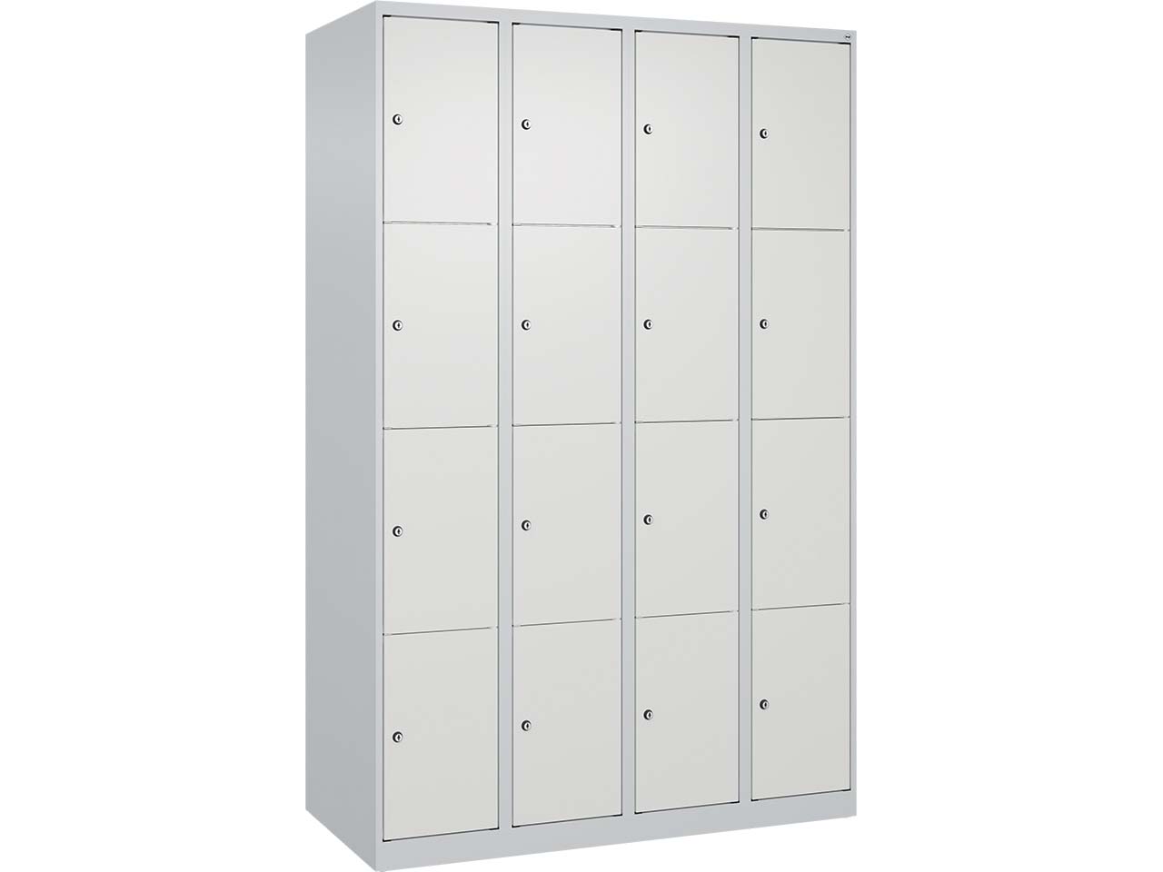 C+P Schließfachschrank Classic PLUS, 16 Fächer, 1850x1200x500mm, Lichtgrau/Verkehrsweiß