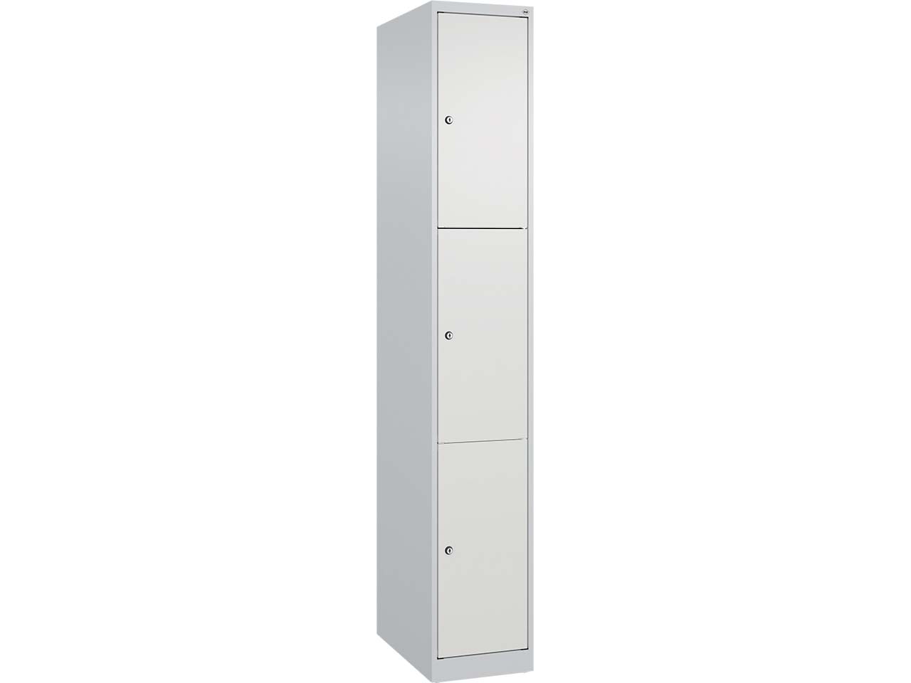C+P Schließfachschrank Classic PLUS, 3 Fächer, 1850x300x500mm, Lichtgrau/Verkehrsweiß