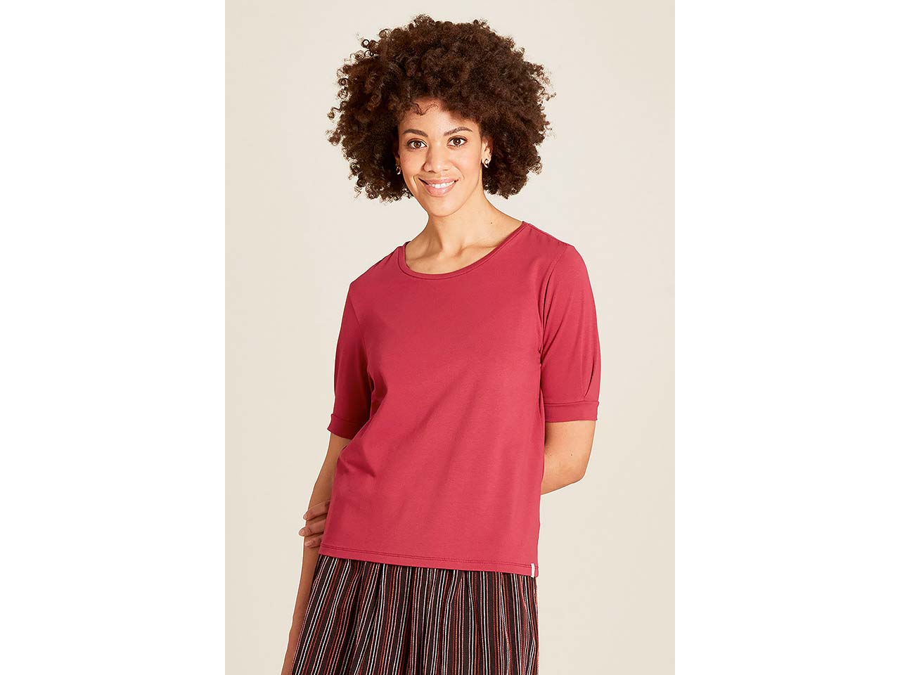 tranquillo Bio-Damen-T-Shirt mit längeren Ärmel, anemone, Gr. S
